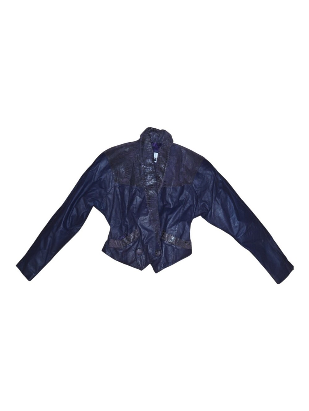 Vintage Women's Purple Leather Cropped Jacket Size Xs